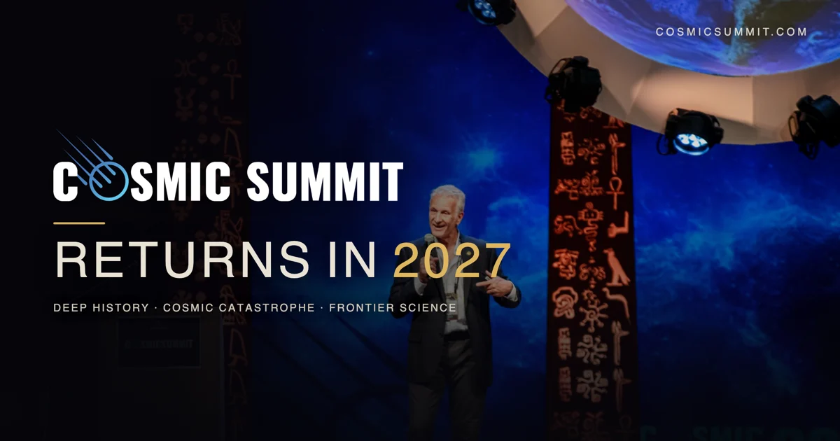 Cosmic Summit — the conference stage in Greensboro, announcing its 2027 return