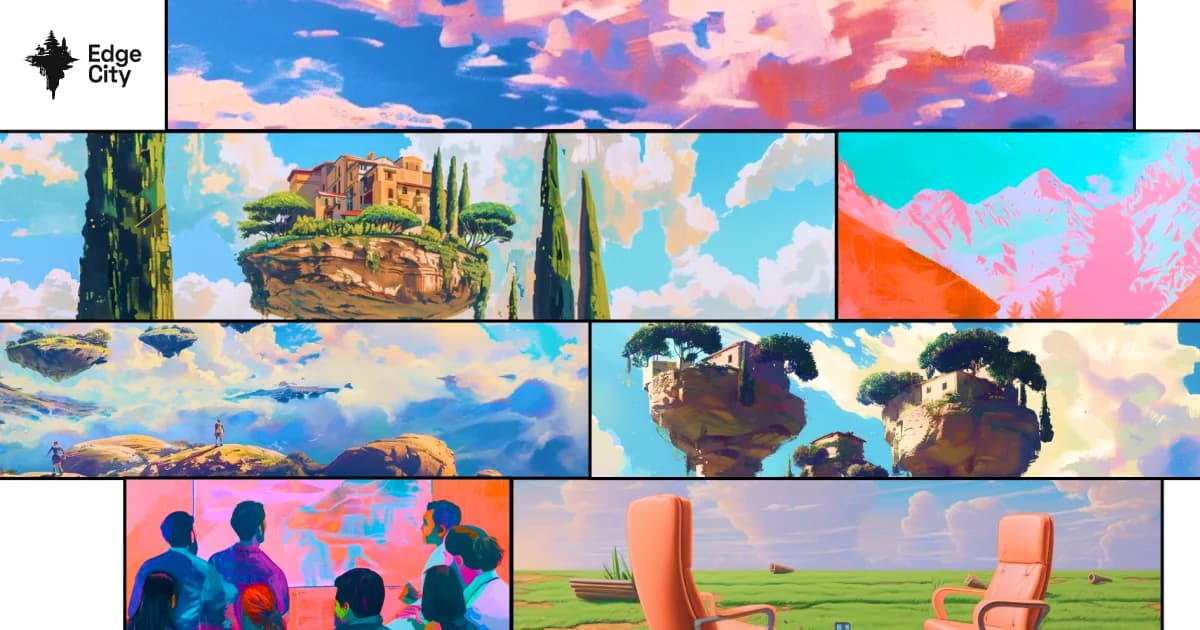 Edge City — an illustrated popup-city landscape